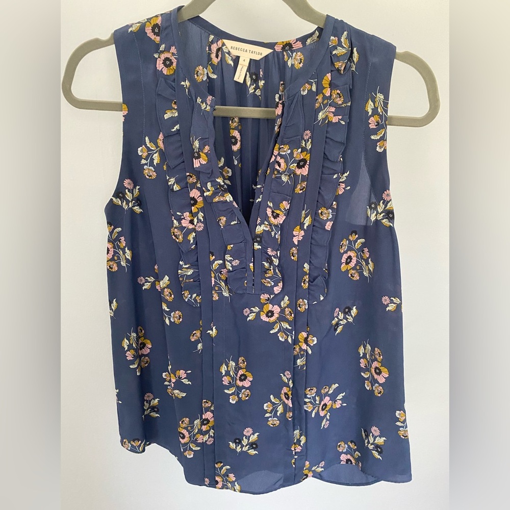 REBECCA TAYLOR Floral Print Sleeveless Blouse size small